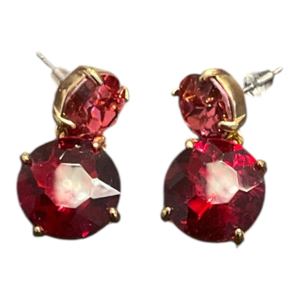 J Crew Elegant Red and Gold Earrings